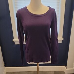 LOFT Women's Rich Purple Crew Neck Sweater
